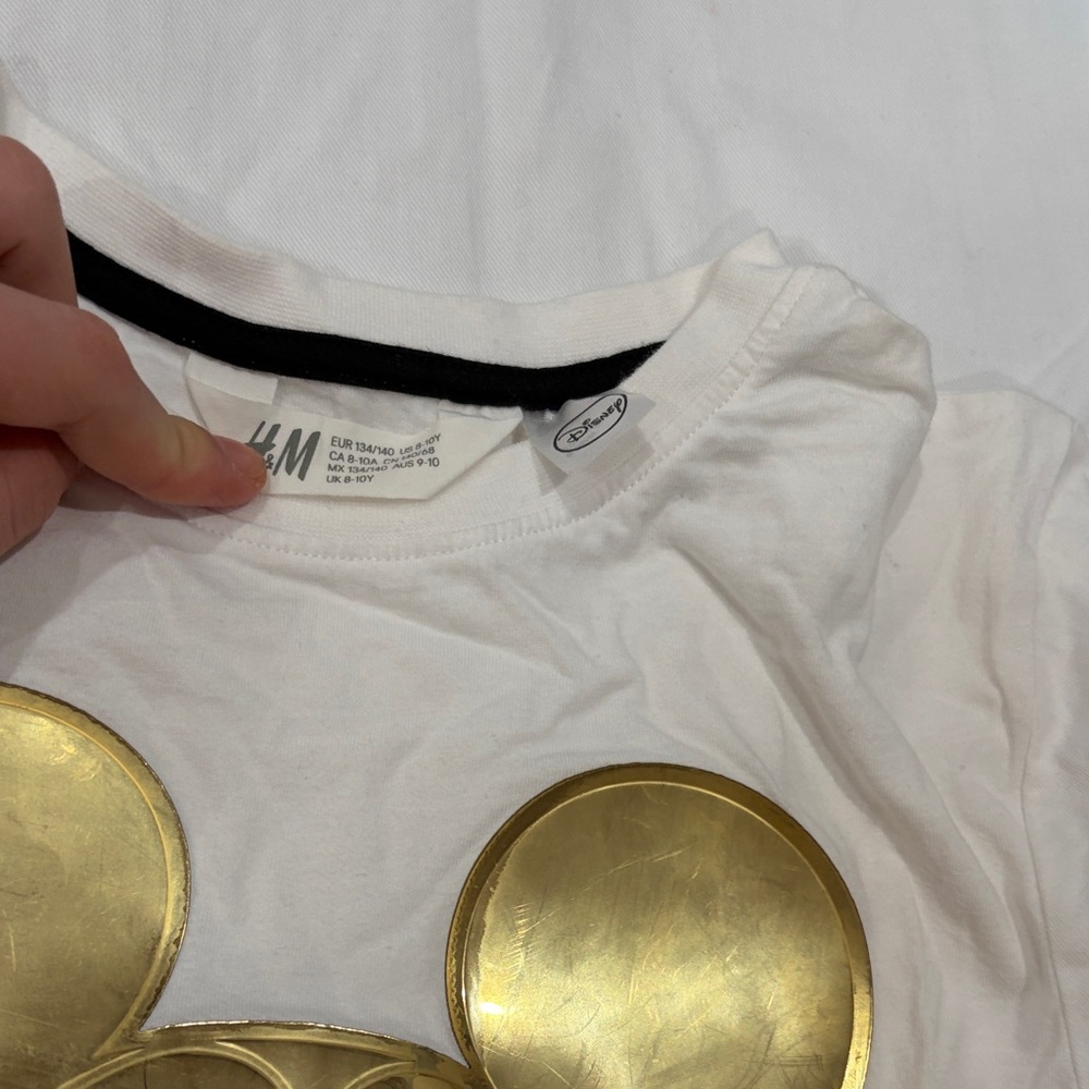 H&M White Tee with Gold Accents
